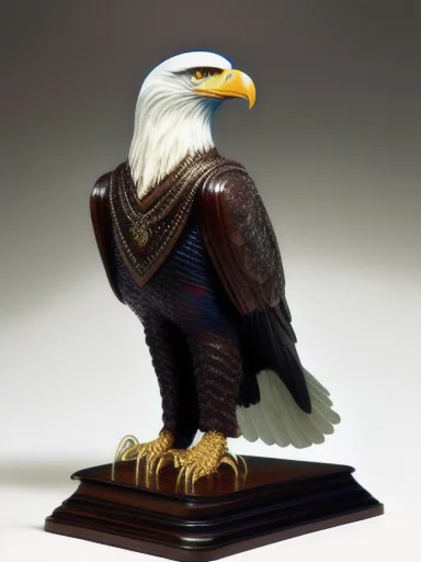 2783062297-Fabergé bald eagle, intricately wrought, standing on a table.webp